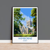 Wimborne Travel Print, Travel Poster of Wimborne, England, Wimborne Minster, Dorset Coast Art, Dorset Gift, Wall Art Print NQ Media Designs