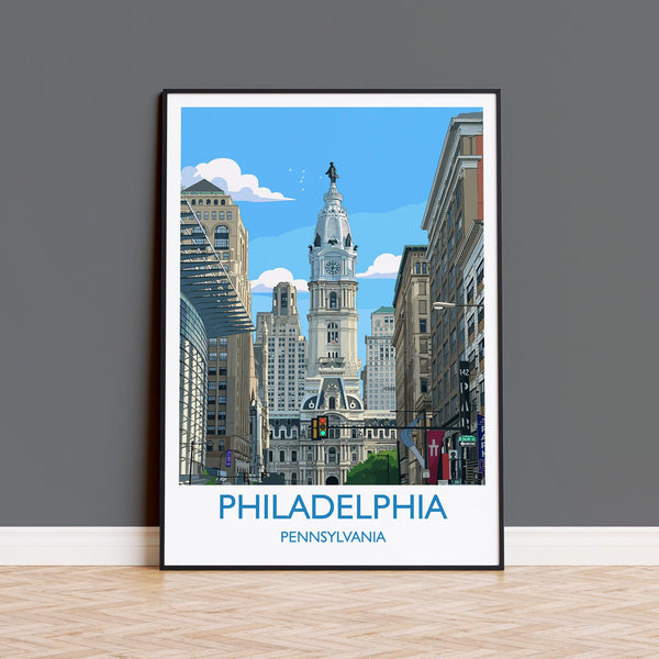 Philadelphia City Art Print, Philadelphia Skyline View, Pennsylvania Travel Poster, US City Gift