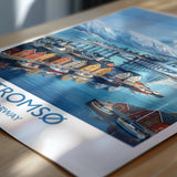 Tromsø Norway Print, Northern Lights Wall Art with Border, Arctic Cathedral Poster, Norway Travel Print, Tromsø Gift Print