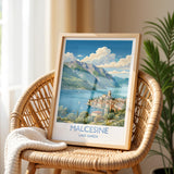 Malcesine Print, Lake Garda Wall Art with Border, Scaliger Castle Poster, Italy Travel Print, Malcesine Gift Print