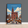 Strasbourg Christmas Market Poster, Alsace Winter Wall Art, Petite France Print, France Festive Travel Poster, Strasbourg Gift