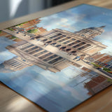 Nottingham Travel Print, Exchange Building Wall Art, Old Market Square Poster, Nottingham City Illustration, UK City Decor, Nottingham Gift