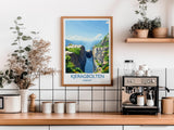 Kjeragbolten Travel Print, Travel Poster of Fjords, Norway Poster, Kjeragbolten Art Gift, Norway Art Lovers Travel Gift NQ Media Designs