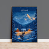 Lapland Travel Poster, Travel Print of Lapland, Scandinavia Poster, Lapland Art Gift, Finland Art Lovers Travel Gift NQ Media Designs