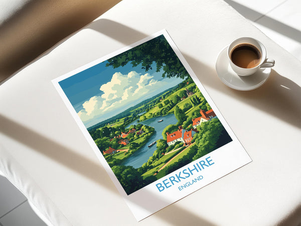 Berkshire Travel Poster Wall Art, Berkshire Travel Print, English Countryside Art Gift, Wall Art Print