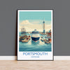 Portsmouth Travel Poster Print, Southsea & Spinnaker Tower Wall Art, Hampshire Coastal City Illustration, UK Travel Decor, Seaside Gift NQ Media Designs