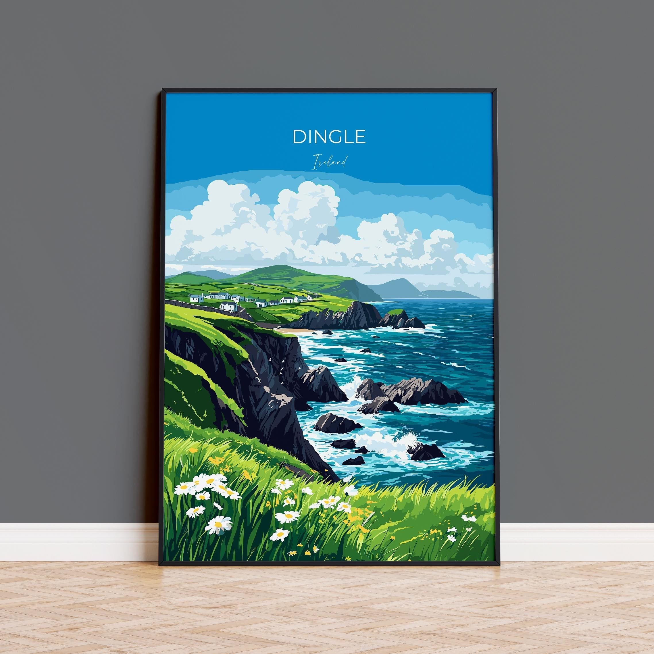 Dingle Print, Travel Poster of Dingle, County Kerry Art, Ireland Coast, Travel Wall Art Gift NQ Media Designs