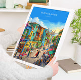La Boca Buenos Aires Travel Poster, Caminito Wall Art, Colourful Argentina Print, Buenos Aires Illustration, Vintage Style South America