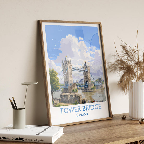 Tower Bridge Travel Print, Travel Poster of Tower Bridge, London Poster, Tower Bridge Gift, London City Art, London Art UK Travel Gift