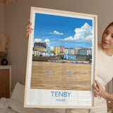 Tenby Travel Poster Wall Art, Tenby Travel Print, Wales, Pembrokeshire Coast Art Gift, Welsh Wall Art Print NQ Media Designs