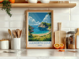 Lulworth Cove Travel Print, Travel Poster of Lulworth Cove, England, Dorset Coast Art, Dorset Gift, Wall Art Print NQ Media Designs