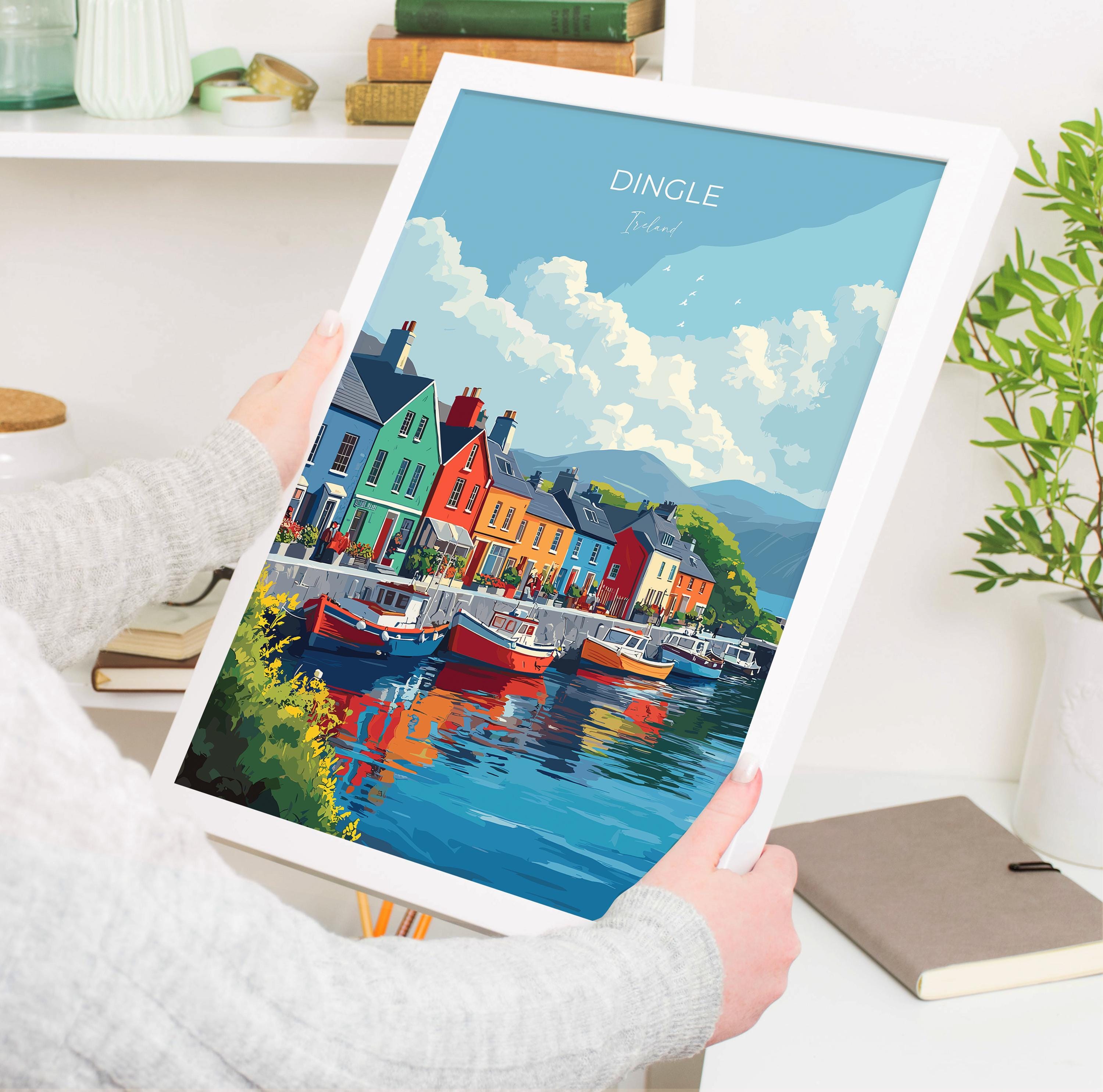 Dingle Print, Travel Poster of Dingle, County Kerry Art, Ireland Coast, Travel Wall Art Gift NQ Media Designs