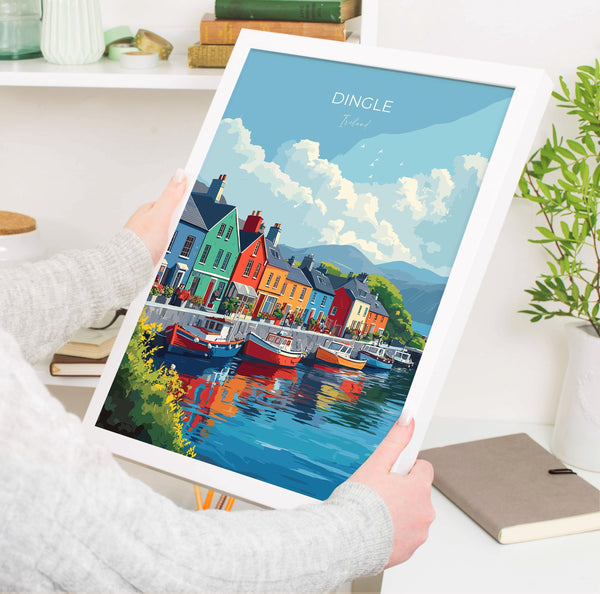 Dingle Print, Travel Poster of Dingle, County Kerry Art, Ireland Coast, Travel Wall Art Gift