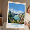 Charlestown Travel Print, Travel Poster of Charlestown, England, Cornwall Art, Charlestown Art Lovers Gift, Wall Art Print