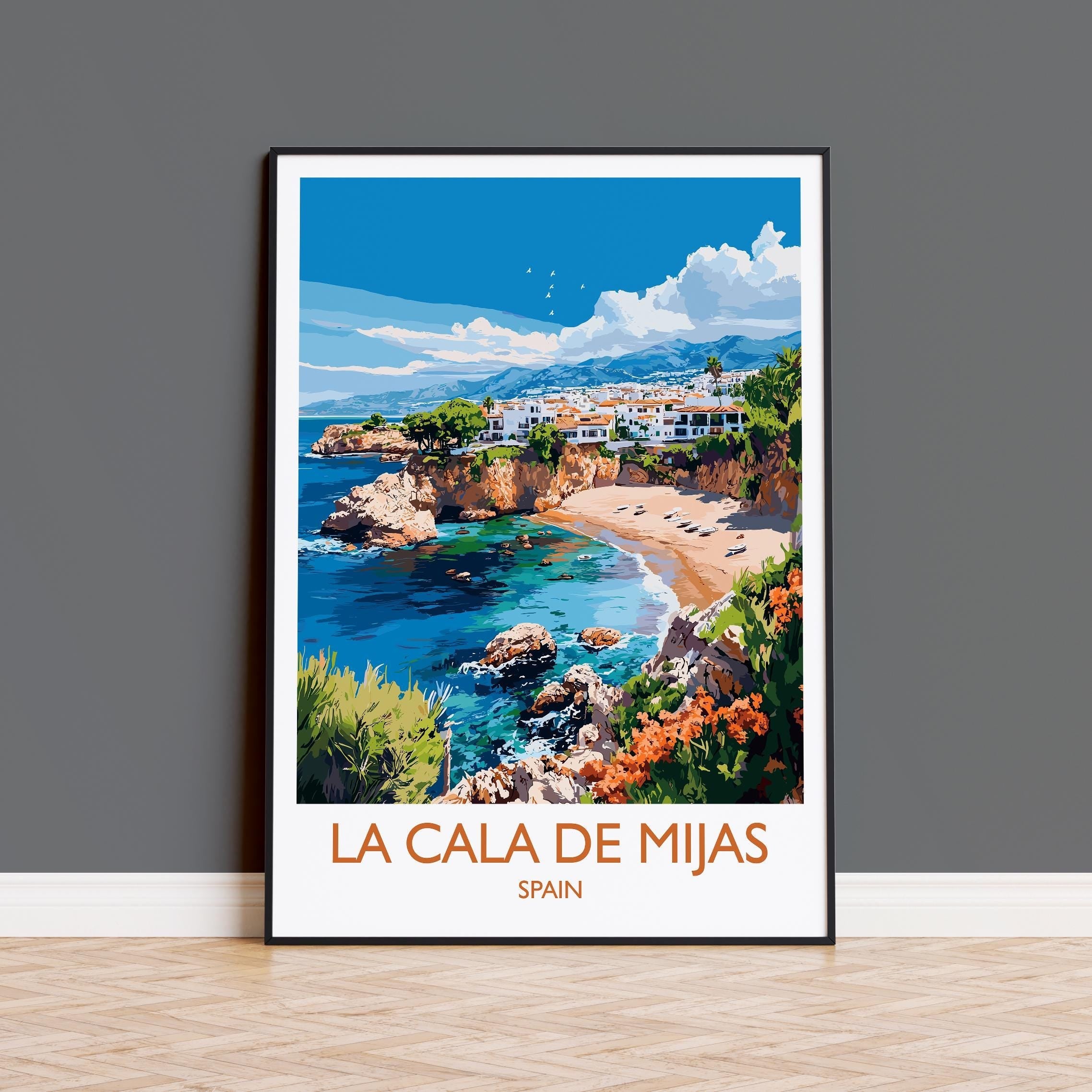 La Cala de Mijas Travel Print, Travel Poster of La Cala de Mijas, Spain, Malaga Art, Malaga Gift, Wall Art Print NQ Media Designs