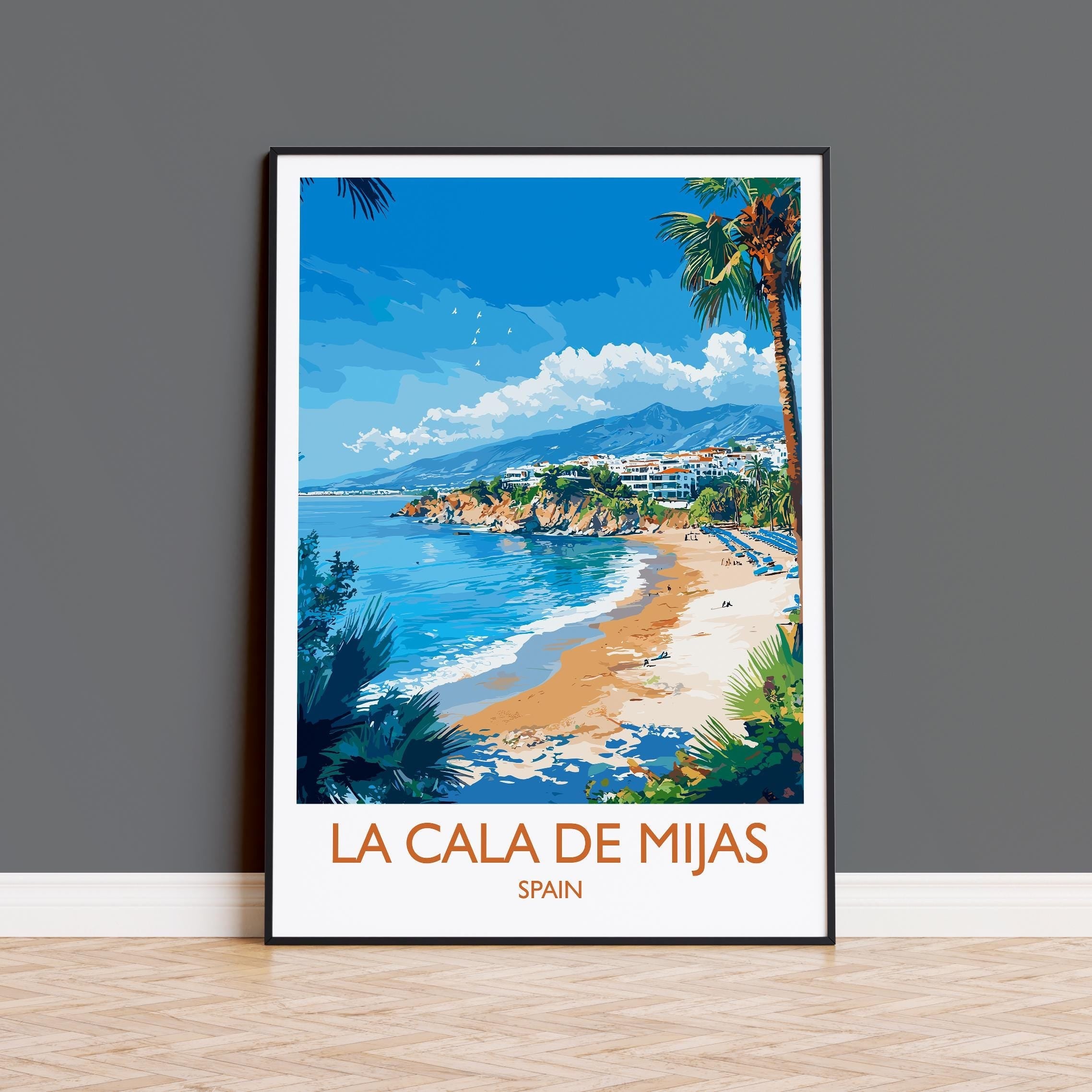 La Cala de Mijas Travel Print, Travel Poster of La Cala de Mijas, Spain, Malaga Art, Malaga Gift, Wall Art Print NQ Media Designs