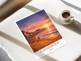Fuengirola Spain Travel Poster, Costa del Sol Beach Wall Art, Sunset Promenade Print, Spanish Coastal Illustration, Holiday Decor