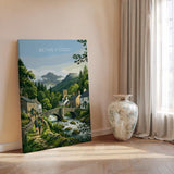 Betws-y-Coed Wales Print, Pont-y-Pair Bridge Poster, Snowdonia Wall Art with Border, Welsh Village Print, North Wales Gift Print