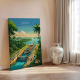 Panama Travel Poster, Panama Canal Wall Art, Panama City Skyline Print, Canal & Rainforest Poster, Central America Travel Poster