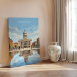 Nottingham Travel Print, Exchange Building Wall Art, Old Market Square Poster, Nottingham City Illustration, UK City Decor, Nottingham Gift