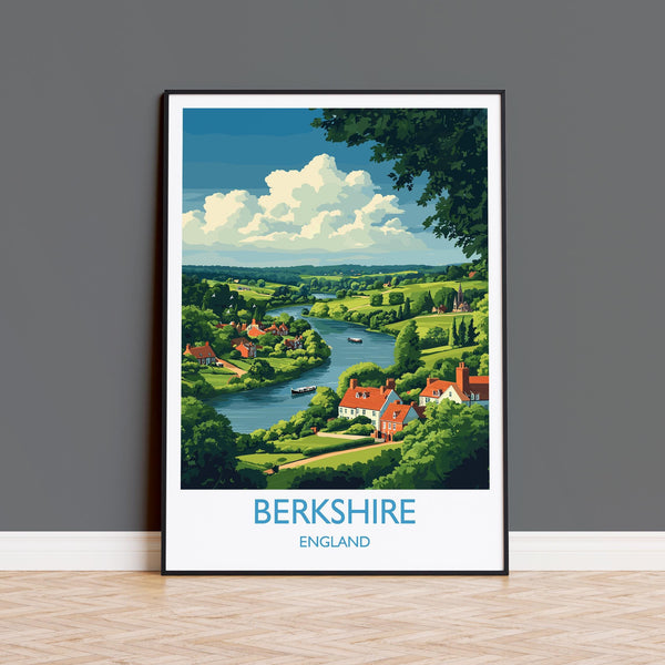Berkshire Travel Poster Wall Art, Berkshire Travel Print, English Countryside Art Gift, Wall Art Print