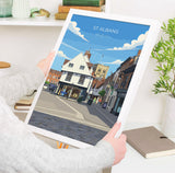 St Albans Travel Print Wall Art, Travel Poster of St Albans, Hertfordshire, England, English Cathedral City Gift NQ Media Designs