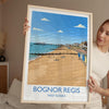 Bognor Regis Travel Poster Wall Art, Travel Print of Bognor Regis, West Sussex, English Seaside Town Art, England Art Gift