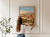 Florence Italy Travel Print, Piazzale Michelangelo View, Florence Skyline Wall Art, Duomo Poster, Tuscany Vintage Travel Poster