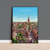 Chesterfield Travel Poster, Crooked Spire Church Wall Art, Derbyshire Town Print, St Marys Church Illustration, Chesterfield Gift NQ Media Designs
