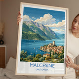 Malcesine Print, Lake Garda Wall Art with Border, Scaliger Castle Poster, Italy Travel Print, Malcesine Gift Print