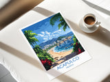 Acapulco Travel Print Wall Art, Poster of Acapulco, Mexico Coast Art Gift, Mexico Cities Art, NQ Media Designs