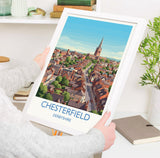 Chesterfield Travel Poster, Crooked Spire Church Wall Art, Derbyshire Town Print, St Marys Church Illustration, Chesterfield Gift NQ Media Designs