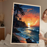 Barbados Travel Poster, Travel Print of Barbados, Caribbean Sunset, Barbados Art Lovers Gift, Caribbean Gift, Wall Art Print NQ Media Designs