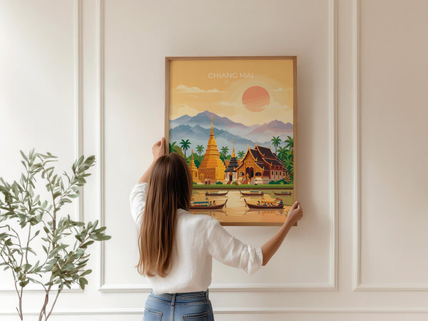 Chiang Mai Travel Poster, Travel Print of Chiang Mai, Thailand, Chiang Mai Art Lovers Gift, Wall Art Print