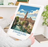 Strasbourg Print, Petite France Wall Art with Border, Alsace Poster, France Travel Print, Strasbourg Gift Print