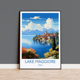 Lake Maggiore Travel Poster Wall Art, Travel Print of Lake Maggiore, Lake Maggiore Art Lovers Gift, Italy, Italian Lakes Art Gift NQ Media Designs