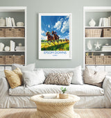 Epsom Downs Travel Poster Wall Art, Travel Print of Epsom Downs, Surrey, England, Epsom Downs Races Art Lovers Gift, England Art Gift NQ Media Designs