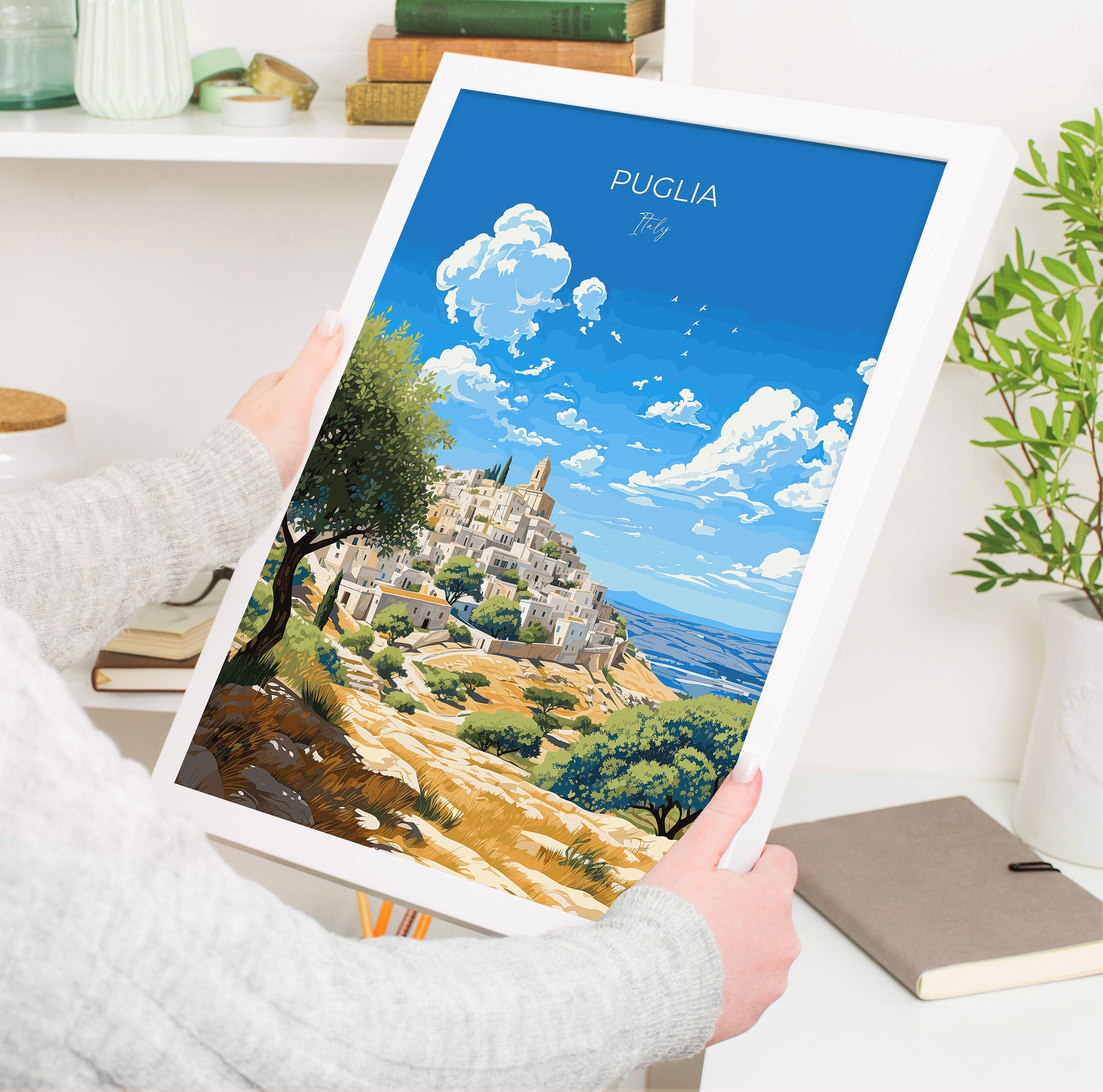 Puglia Travel Poster Wall Art, Travel Print of Puglia, Puglia Art Lovers Gift, Italy, Italy Art Gift NQ Media Designs