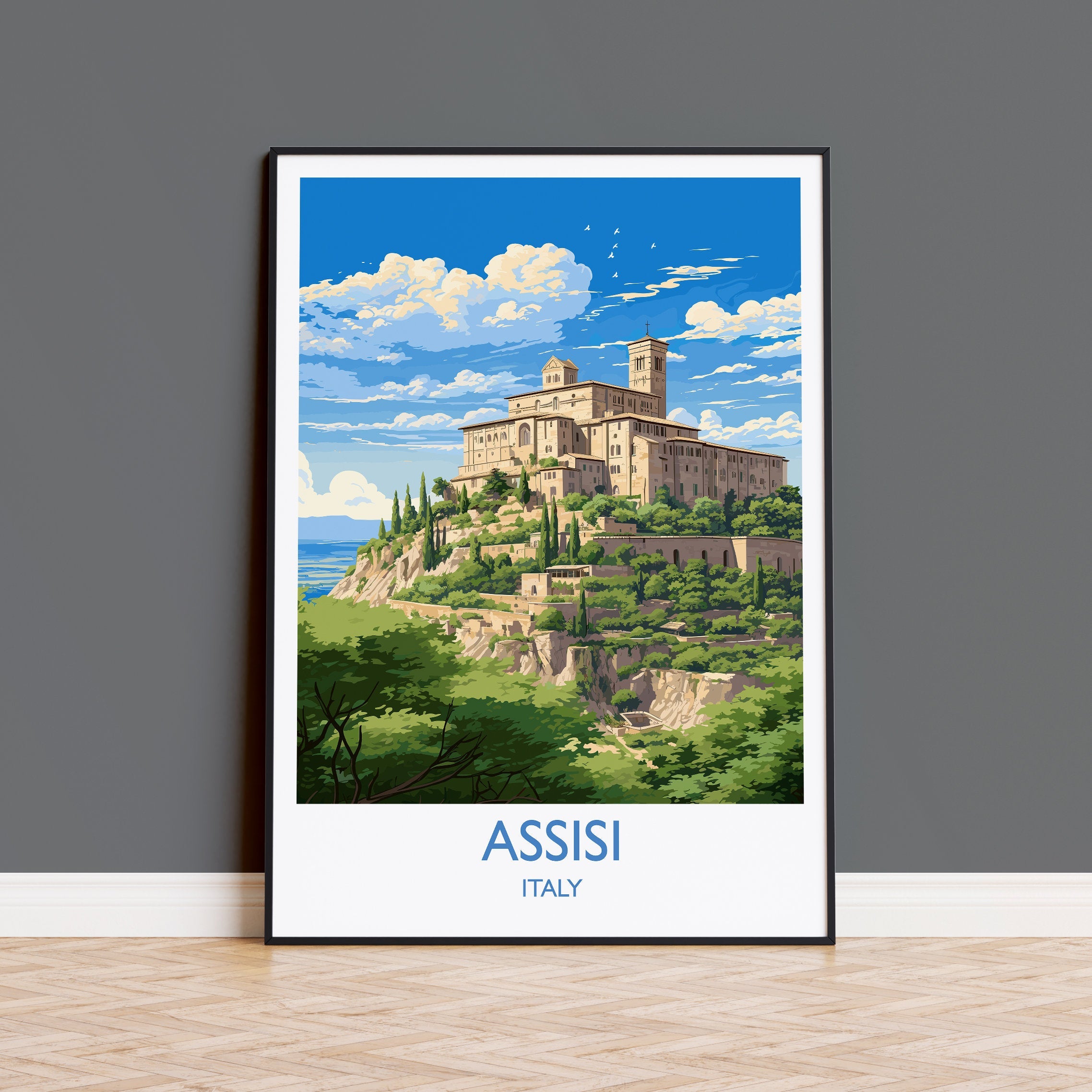Assisi Travel Poster, Travel Print of Assisi , Italy, Assisi Art Lovers Gift, Wall Art Print NQ Media Designs