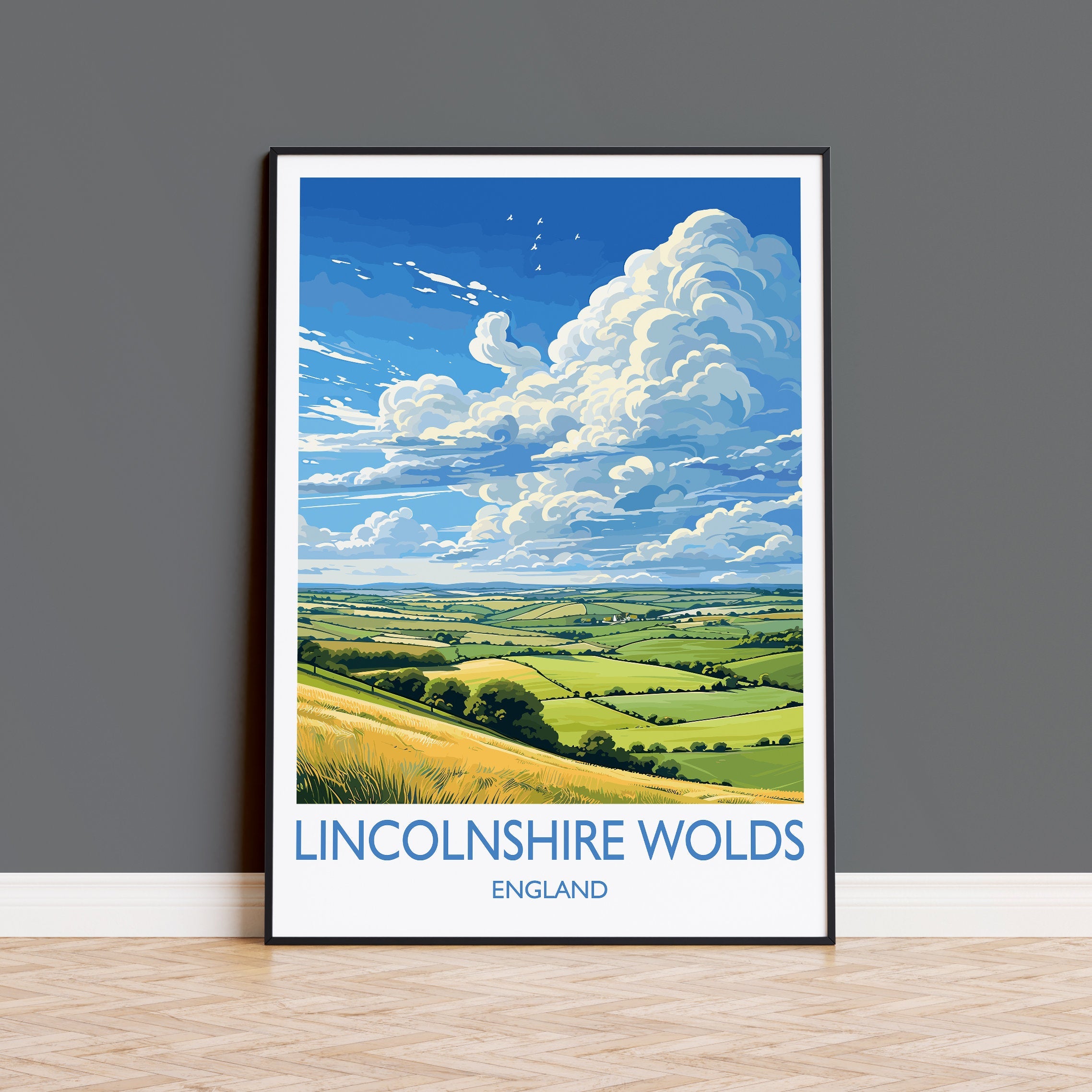 Lincolnshire Wolds Travel Poster Wall Art, Travel Print of Lincolnshire Wolds, England, Lincolnshire Art Lovers Gift, Travel Art Gift NQ Media Designs