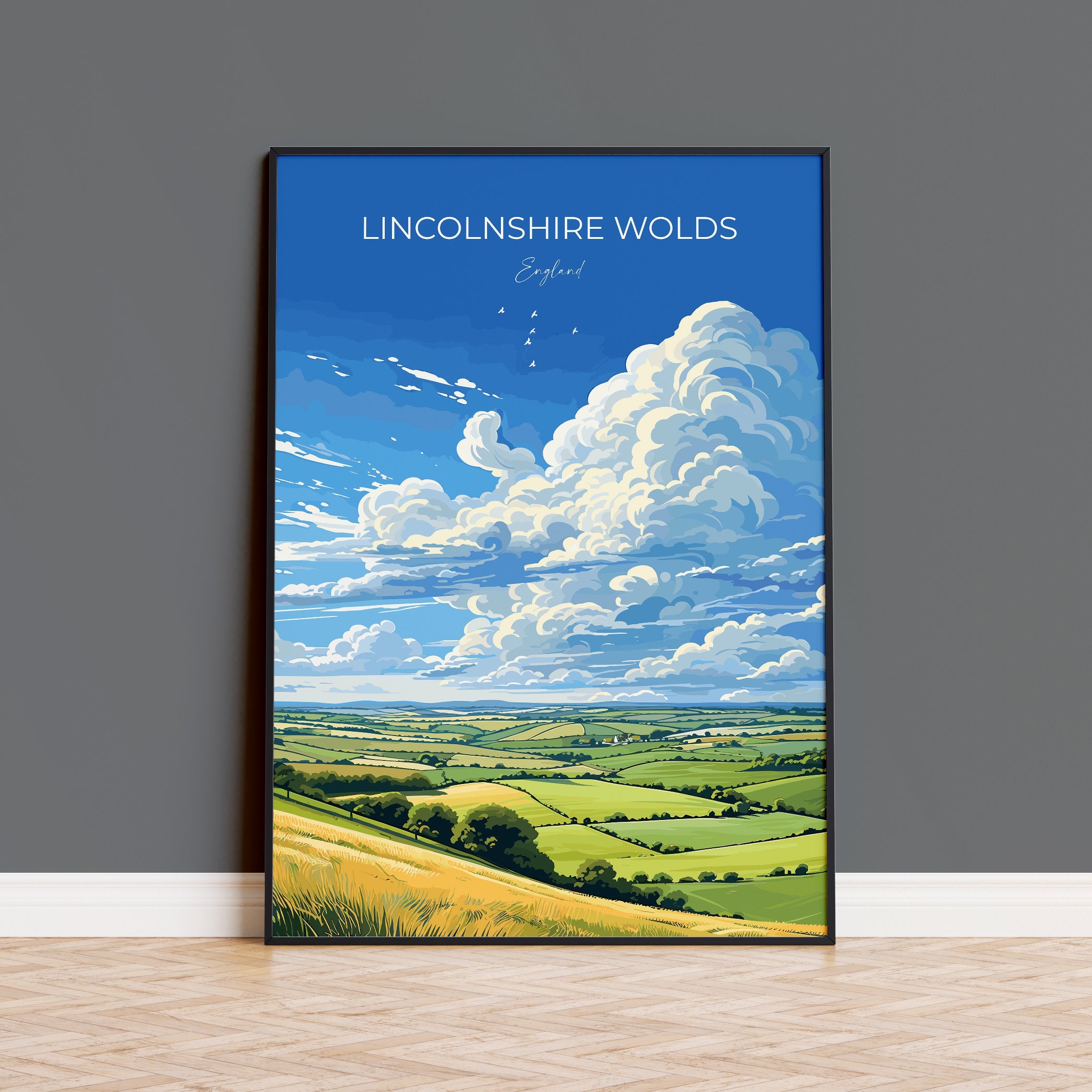 Lincolnshire Wolds Travel Print Wall Art, Travel Poster of Lincolnshire Wolds, England, Lincolnshire Art Lovers Gift, Travel Art Gift NQ Media Designs