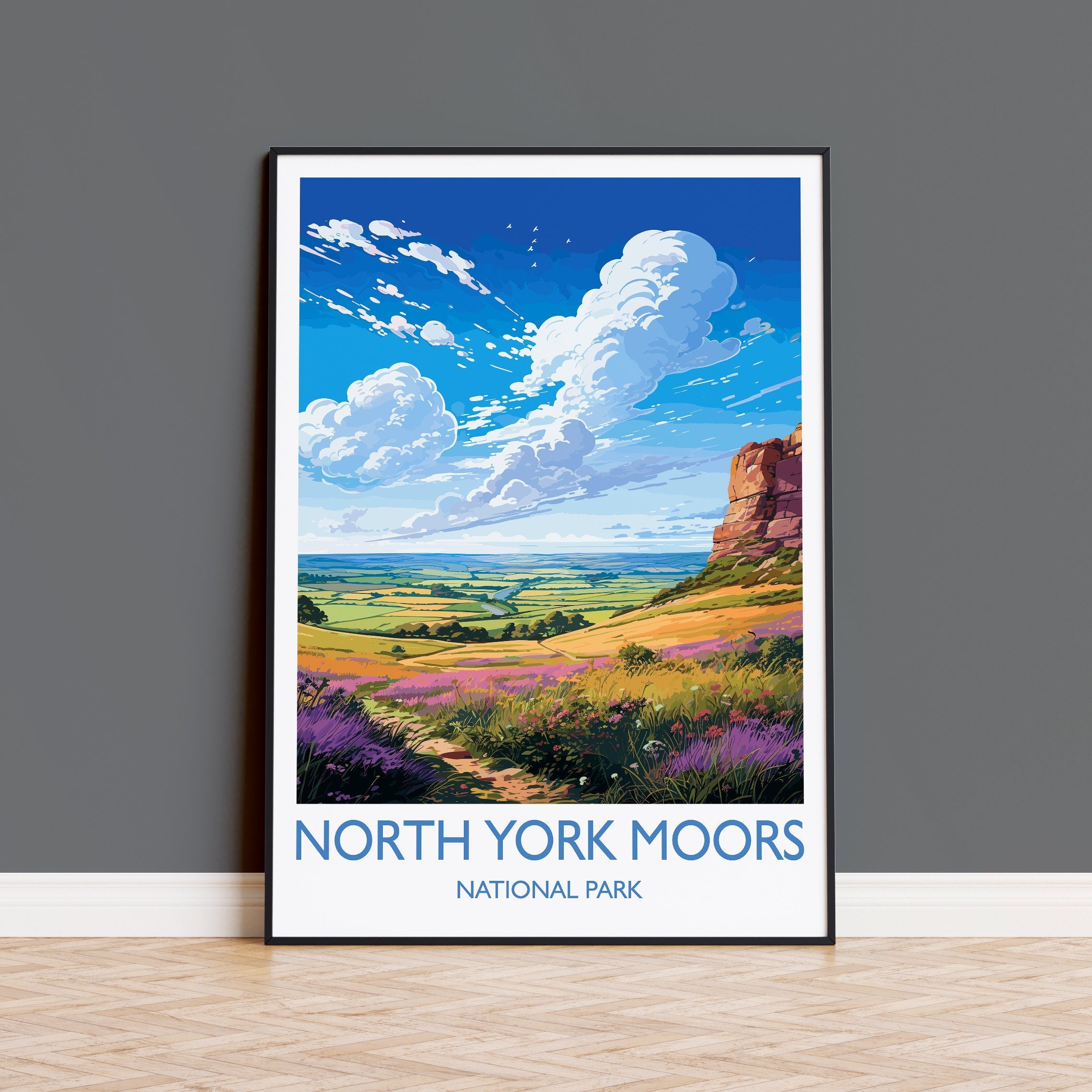 North York Moors Travel Poster Wall Art, Travel Print of North Yorkshire Moors, England, North York Moors Art Lovers Gift, Travel Art Gift NQ Media Designs