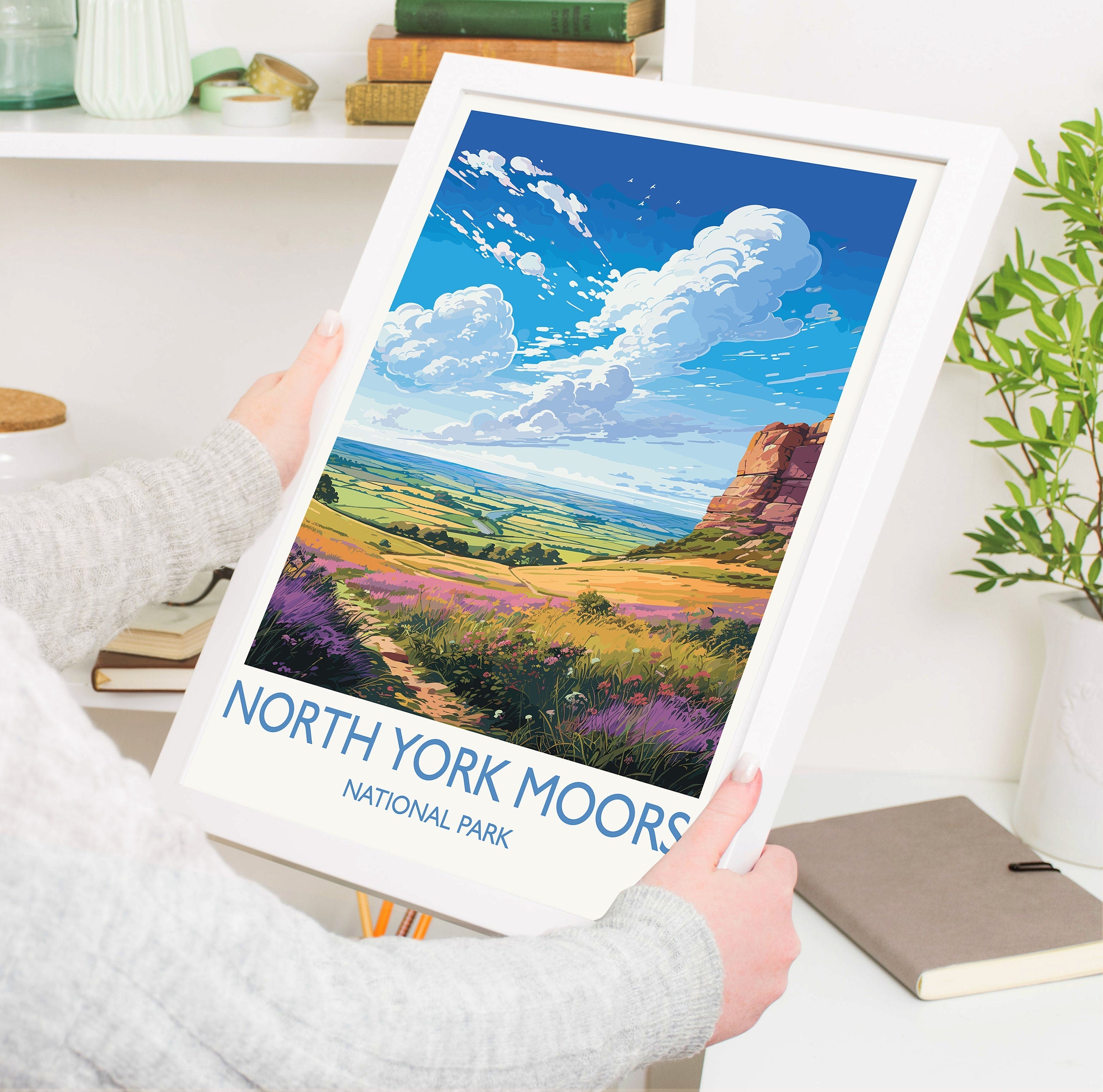 North York Moors Travel Poster Wall Art, Travel Print of North Yorkshire Moors, England, North York Moors Art Lovers Gift, Travel Art Gift NQ Media Designs