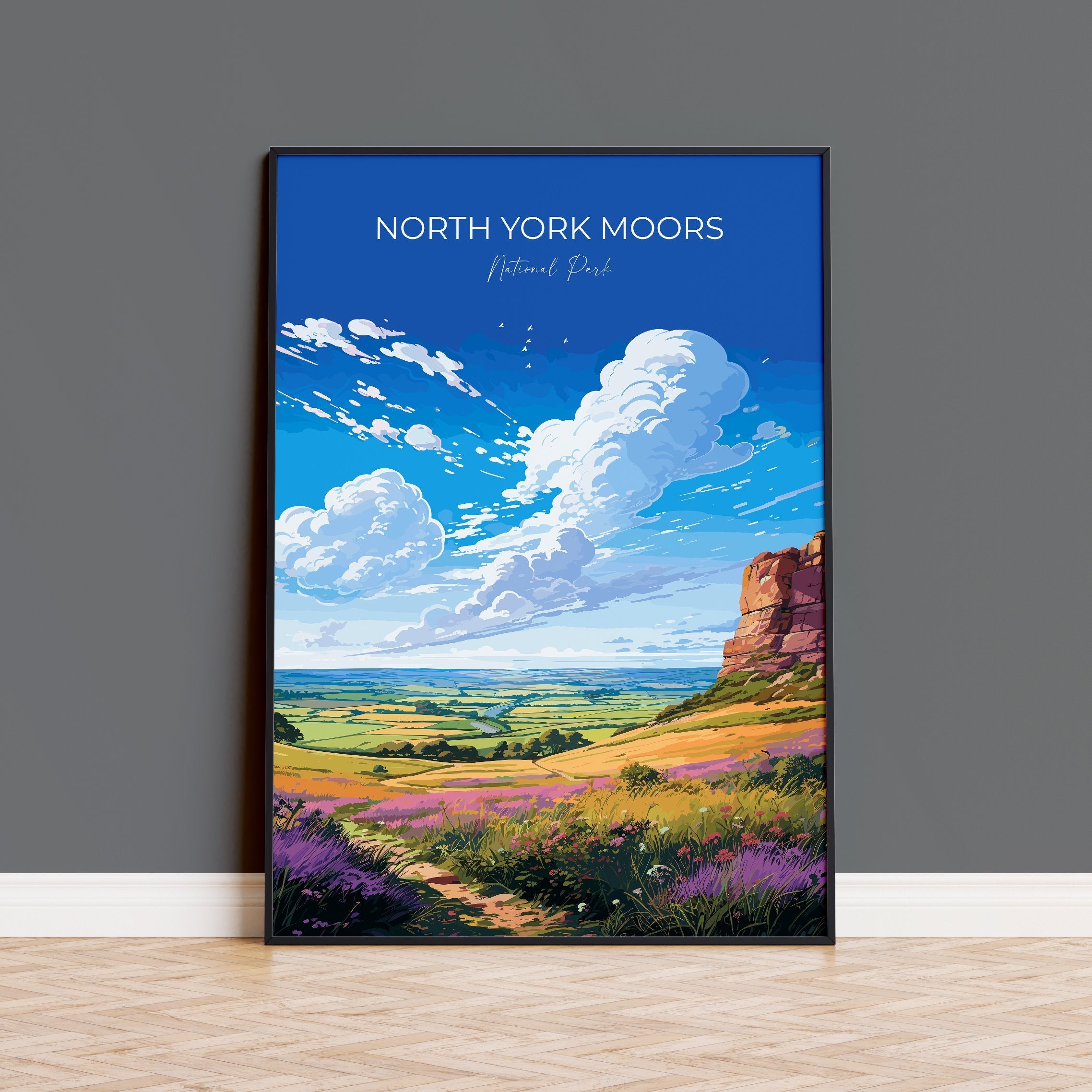North York Moors Travel Print Wall Art, Travel Poster of North Yorkshire Moors, England, North York Moors Art Lovers Gift, Travel Art Gift NQ Media Designs