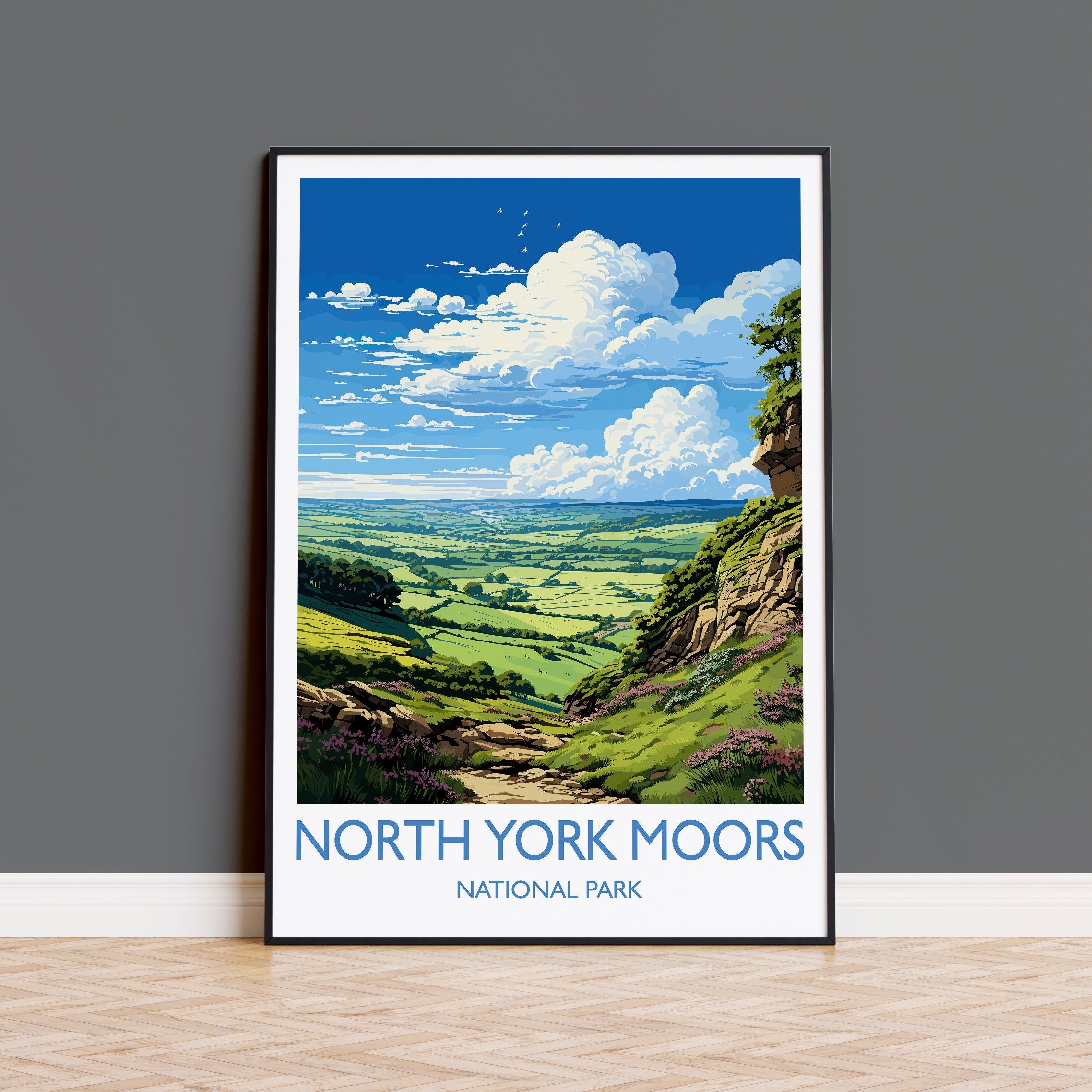 North York Moors Travel Poster Wall Art, Travel Print of North Yorkshire Moors, England, North York Moors Art Lovers Gift, Travel Art Gift NQ Media Designs