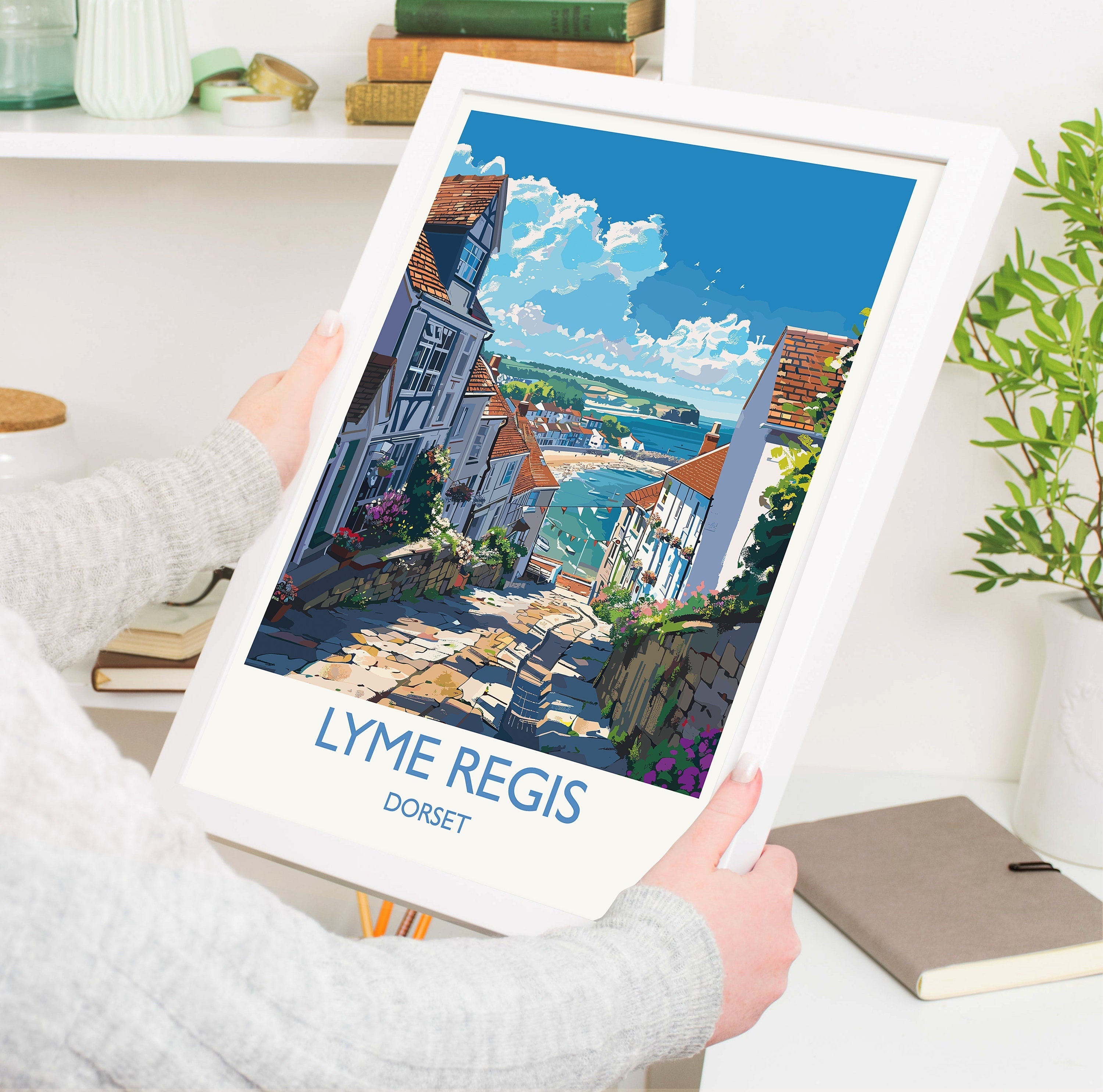 Lyme Regis Travel Print, Travel Poster of Lyme Regis, England, Dorset Art, Lyme Regis Art Lovers Gift, Wall Art Print NQ Media Designs
