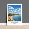 Swanage Bay Travel Print, Travel Poster of Swanage Bay, England, Dorset Coast Art Lovers Gift, Wall Art Print
