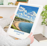 Swanage Bay Travel Print, Travel Poster of Swanage Bay, England, Dorset Coast Art Lovers Gift, Wall Art Print NQ Media Designs
