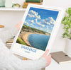 Swanage Bay Travel Print, Travel Poster of Swanage Bay, England, Dorset Coast Art Lovers Gift, Wall Art Print