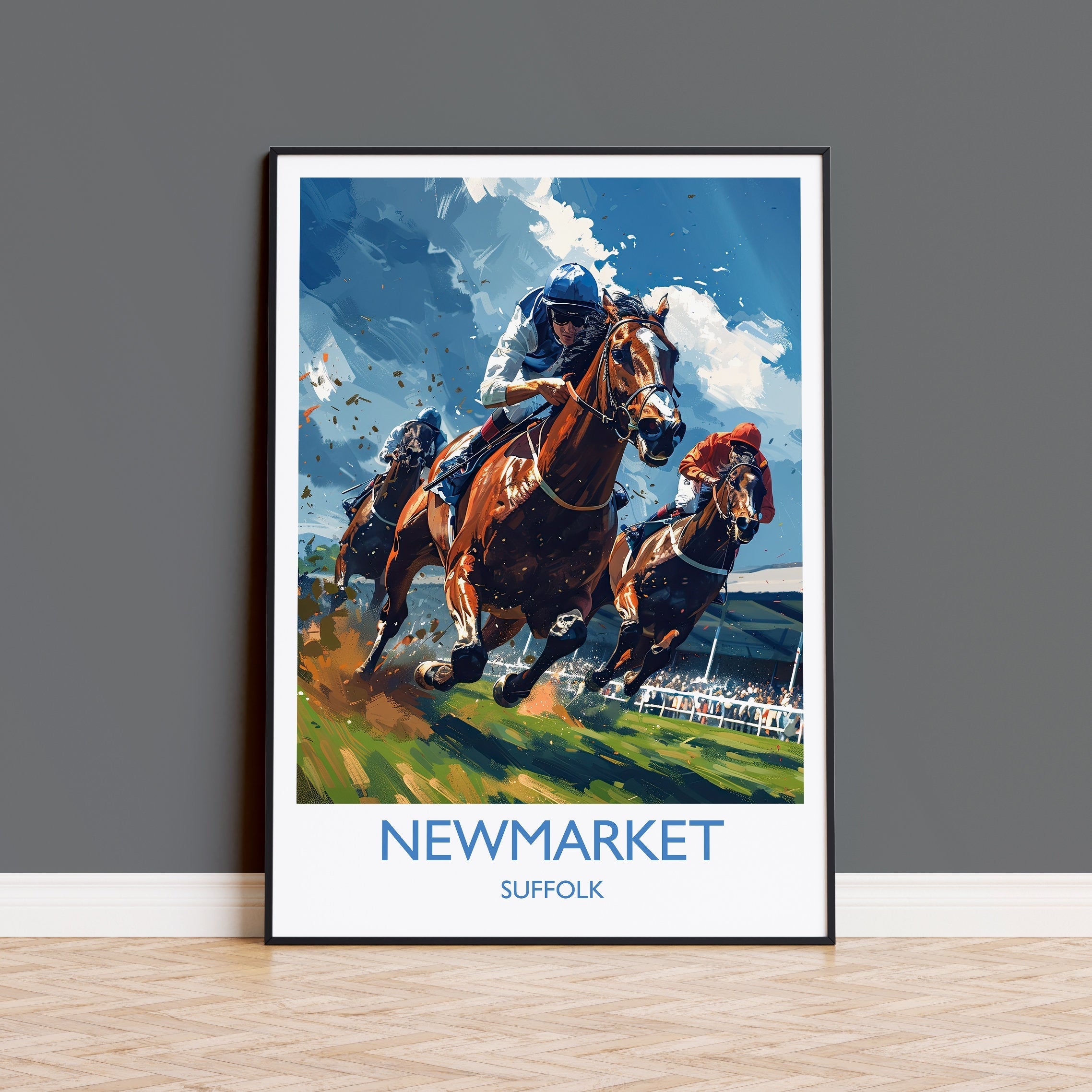 Newmarket Travel Poster Wall Art, Travel Print of Newmarket , Suffolk England, Newmarket Races Art Lovers Gift, England Art Gift NQ Media Designs